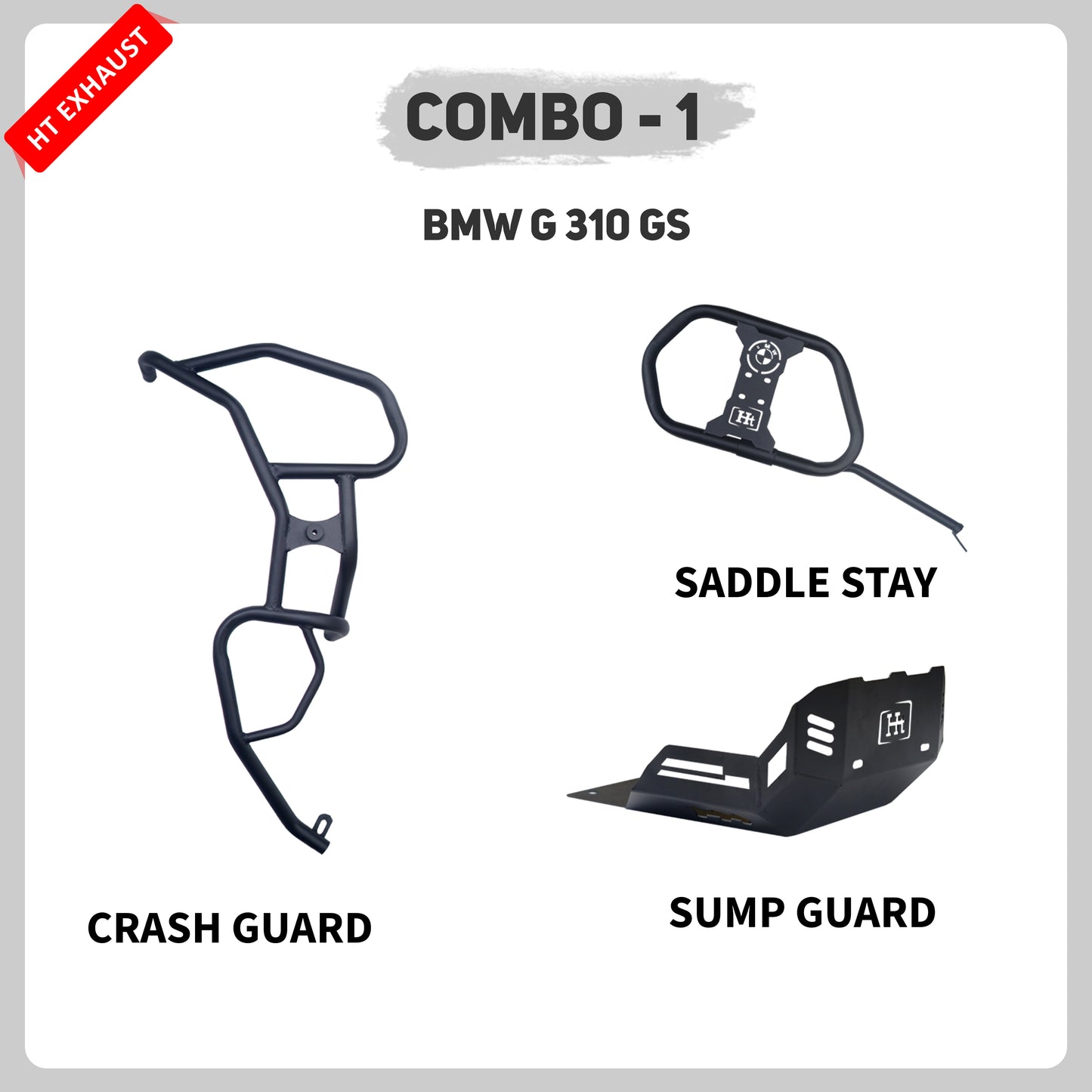 COMBO 1 BMW G 310 GS CRASH GUARD + SADDLE + SUMP GUARD