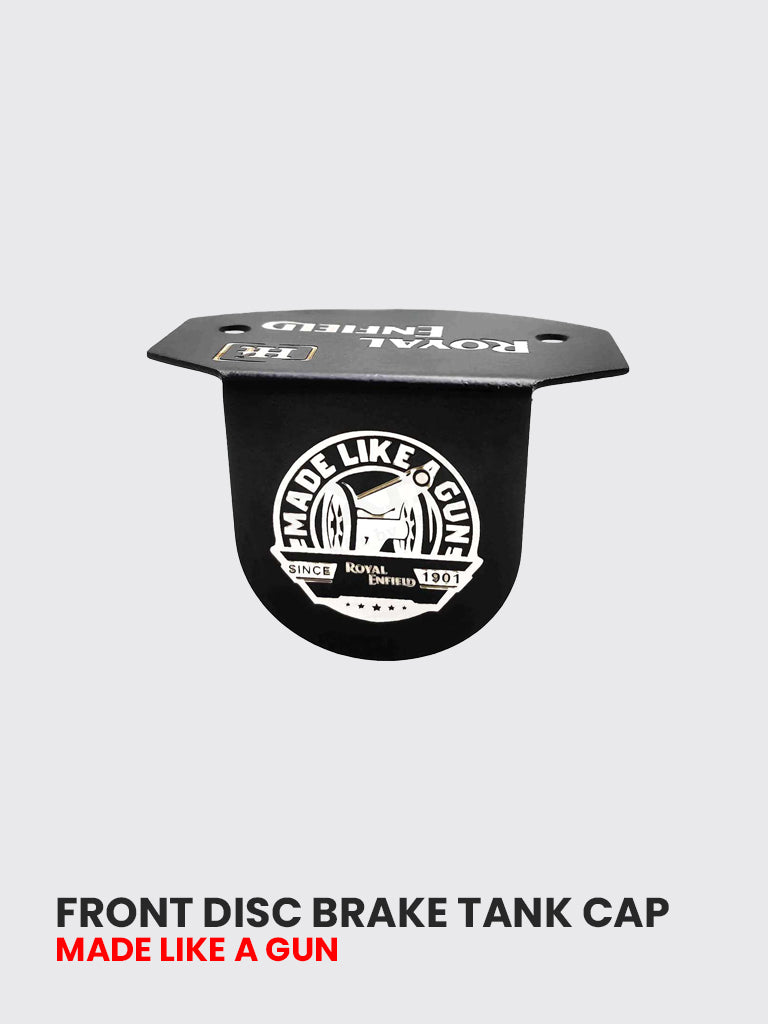 MADE LIKE A GUN front disc brake tank CAP - REBORN 350 / METEOR 350 - Stainless steel Black matt - FTC 062