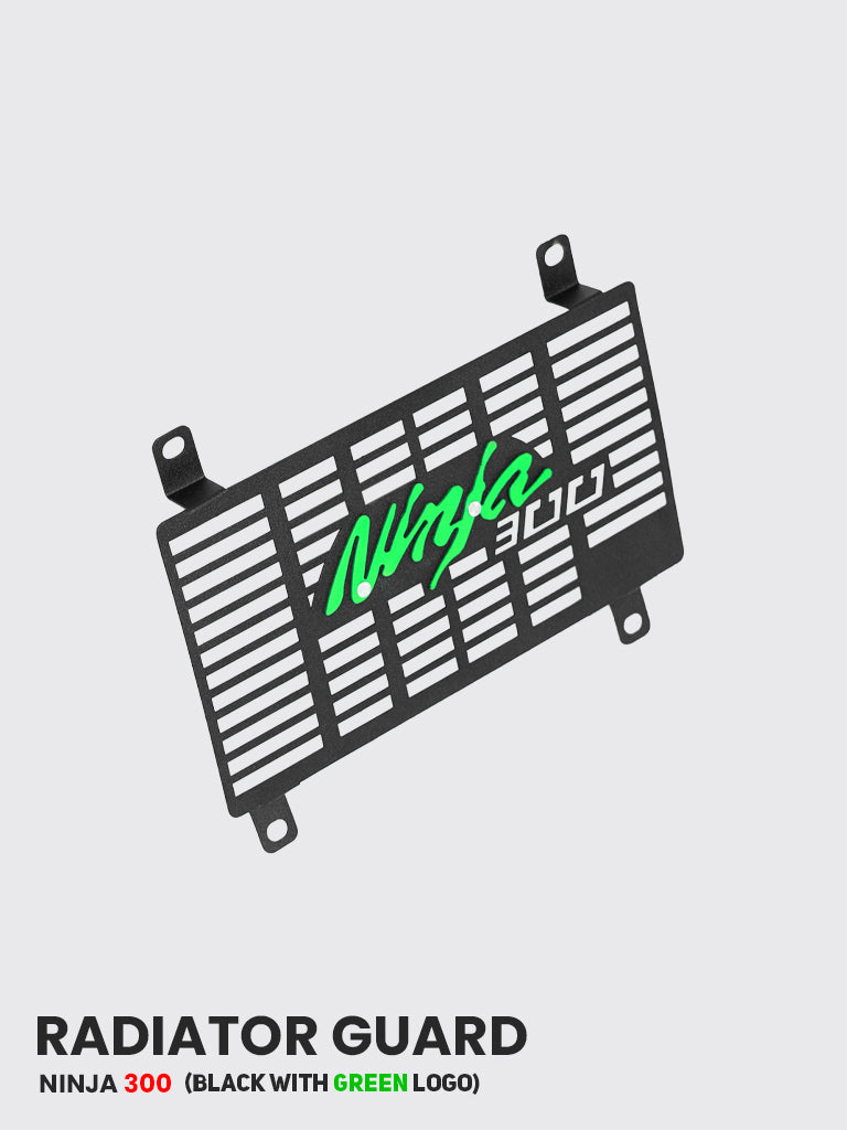 Kawasaki Ninja 300 Radiator Guard - (Black with Green Logo) / SB 839