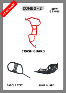 BMW COMBO 2 CRASH GUARD-RED + SADDLE + SUMP GUARD