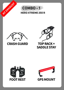 COMBO 1 XTREME 250R  CRASH GUARD + TOP RACK SADDLE STAY + FOOTREST + GPS MOUNT