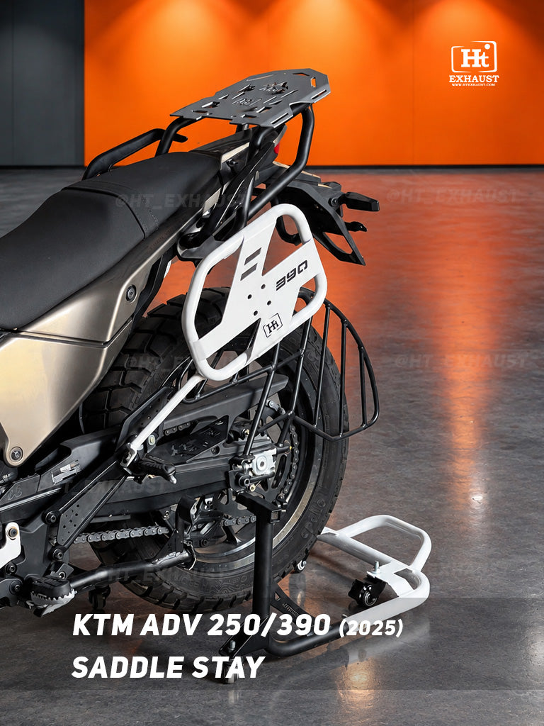 KTM 250/390 Adventure 2025 white saddle stay SB 1257-WHITE - HT Exhaust view 1