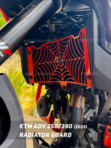 KTM 250/390 Adventure 2025 radiator guard RD 954 orange installed - HT Exhaust