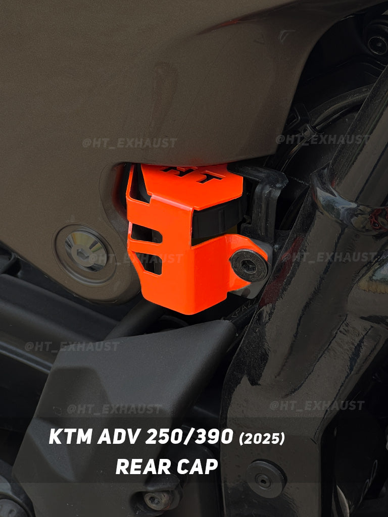 KTM 250/390 Adventure 2025 rear fluid tank guard FTC 124 orange installed - HT Exhaust