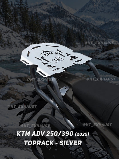 KTM 250/390 Adventure 2025 silver top rack SB 1256-SILVER touring view - HT Exhaust