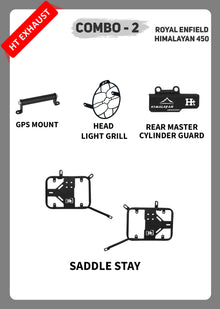 COMBO 2 HIMALAYAN 450  GPS MOUNT + HEAD LIGHT GRILL + REAR MASTER CYLINDER GUARD +SADDLE STAY
