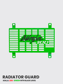 Kawasaki Ninja 300 Radiator Guard - (Black with Green Logo) / SB 839