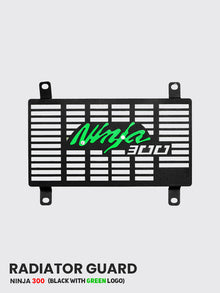 Kawasaki Ninja 300 Radiator Guard - (Black with Green Logo) / SB 839