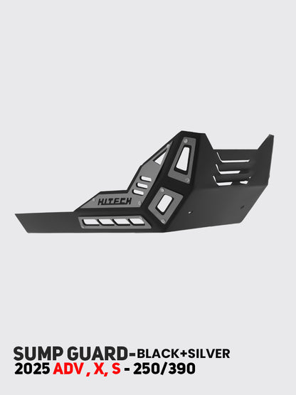 KTM 250/390 Adventure 2025 black sump guard SB 1259 front product view - HT Exhaust