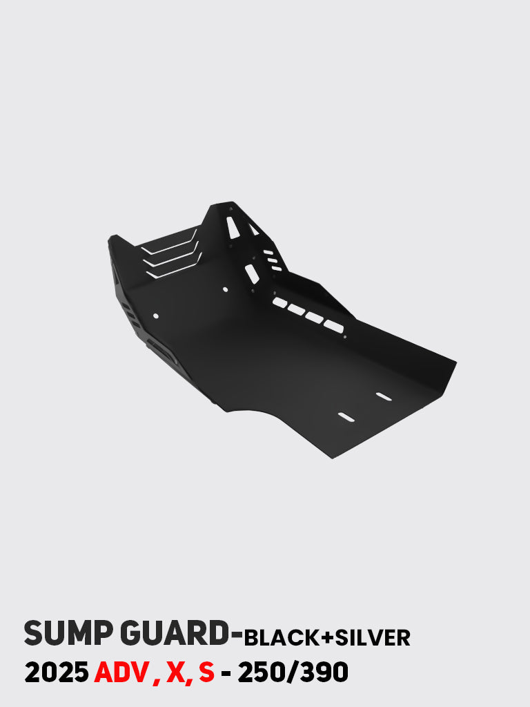 KTM 250/390 Adventure 2025 black sump guard SB 1259 product view - HT Exhaust