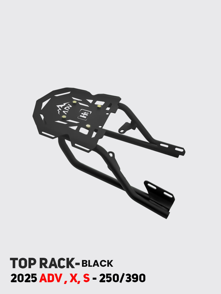 KTM 250/390 Adventure 2025 black top rack SB 1256-BLK product detail - HT Exhaust