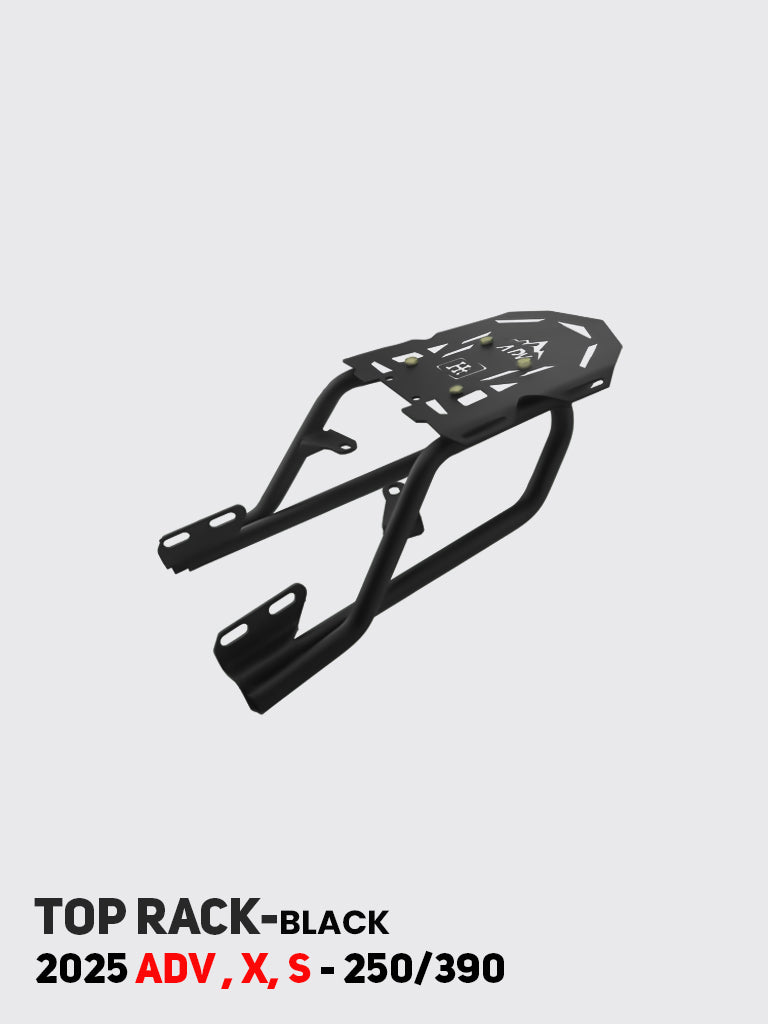 KTM 250/390 Adventure 2025 black top rack SB 1256-BLK product view - HT Exhaust